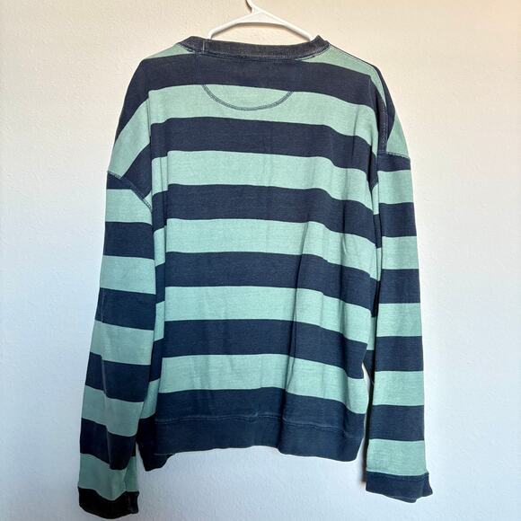 Rugby Stripe Nat Nast Striped Cotton Sweatshirt XL Navy Green Macau 90s Y2K - Picture 2 of 8